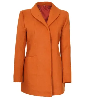 Barbara Womens 3/4 Length Rust Wool Overcoat