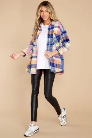 Breakthrough Season Blue Multi Plaid Top