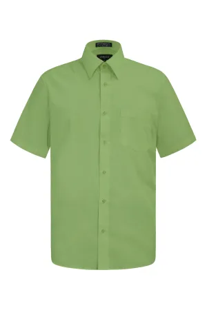 Men's Regular Fit Short Sleeve Solid Color Dress Shirts (Apple Green)