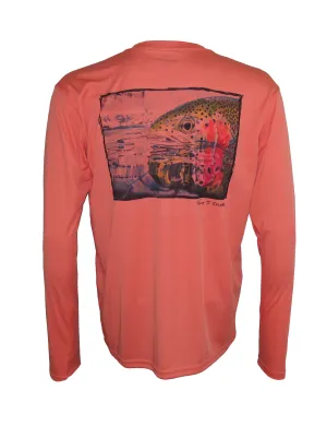 Men's Sun Protective Fishing Shirt Rainbow Reflections/Salmon