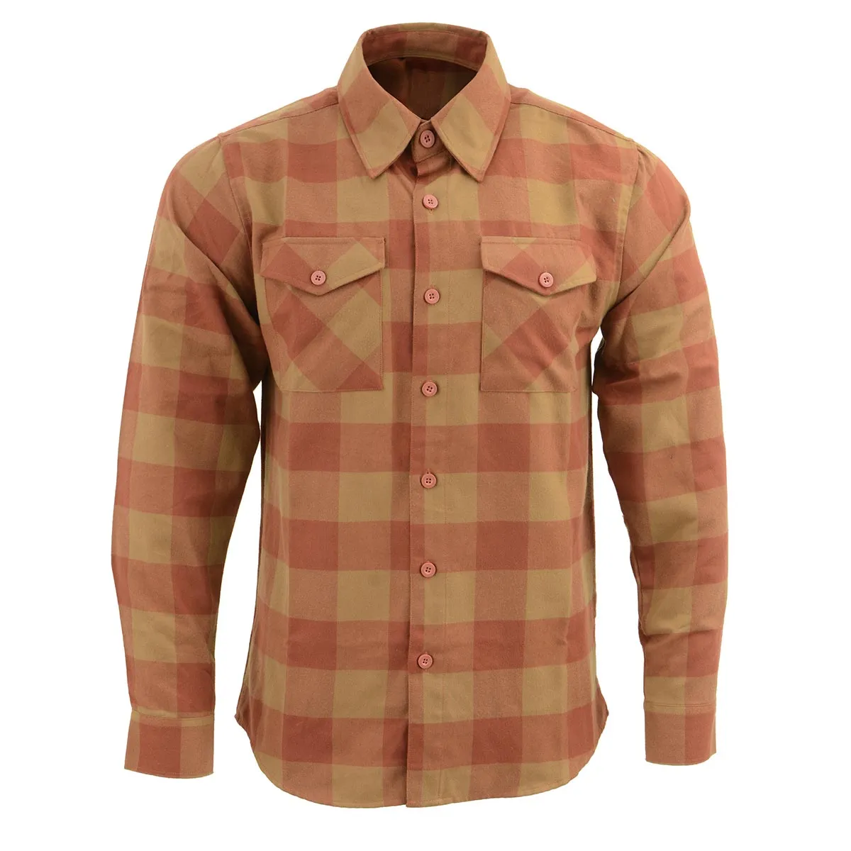 Milwaukee Leather MNG11653 Men's Brown and Beige Long Sleeve Cotton Flannel Shirt