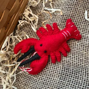 Red Lobster Felt Wool Holiday Ornament