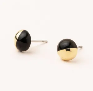 Scout Stone Dipped Stud Earrings - Black Spinel & Gold