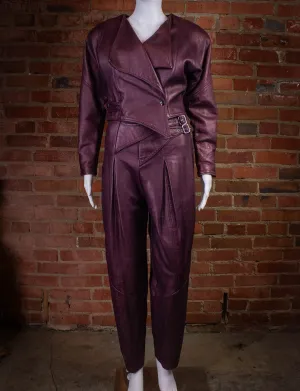 Vintage Firenze Purple Leather Jacket and Pants Set 80s