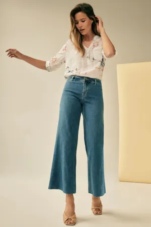 WIDE LEG JEANS WITH RAW HEM